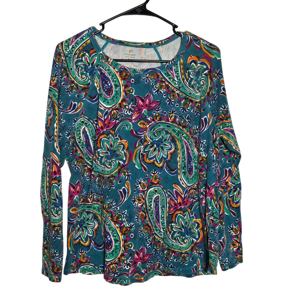 T by Talbots Womens Paisley Floral Long Sleeve Top XLP Petite